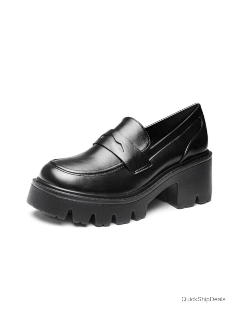Penny Loafers for Women Slip-On Platform Patent Leather Chunky Comfort Work